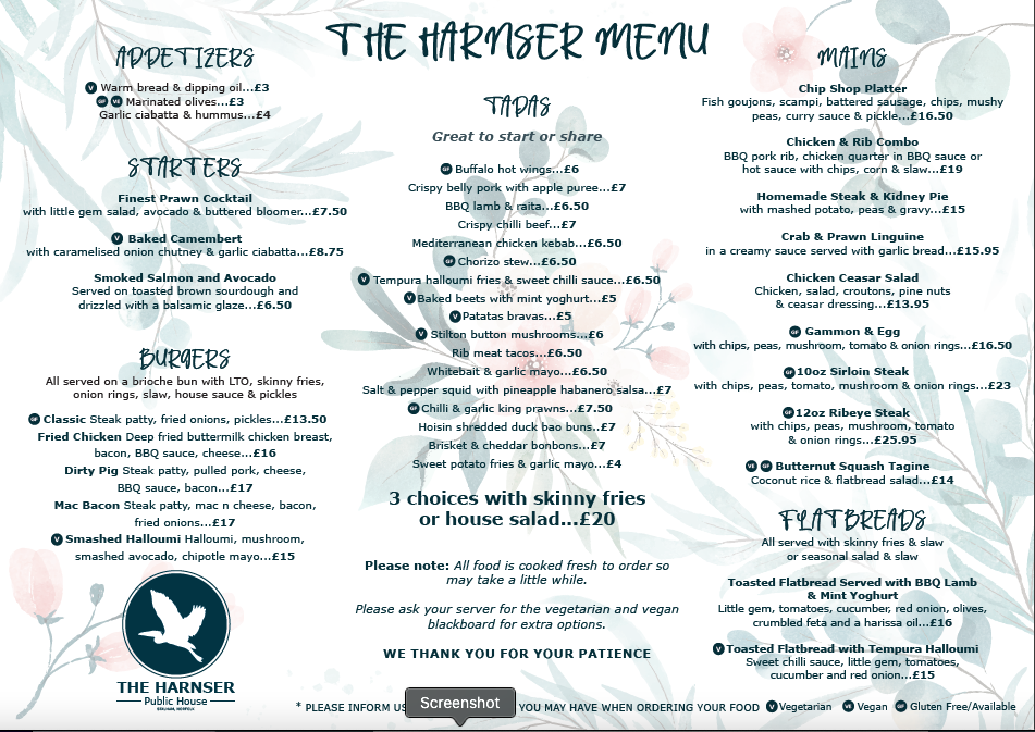 Click Here for larger menu